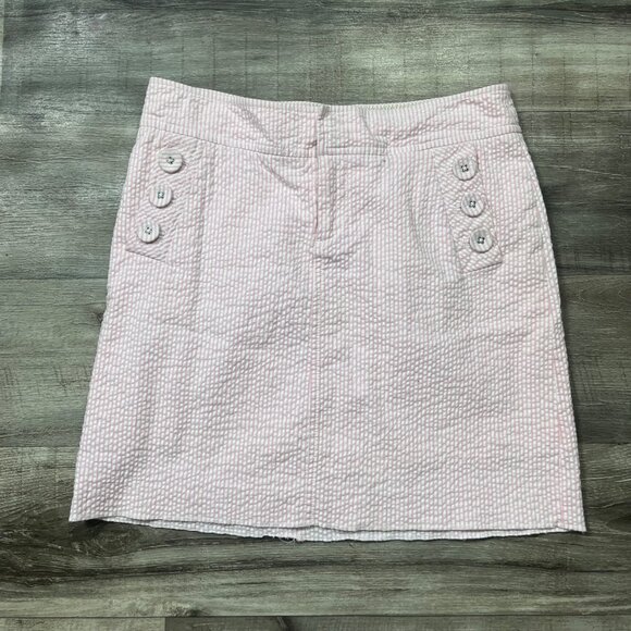 Lilly Pulitzer Mid Rise Mini Pencil Skirt Stripe Pink White Women’s Size 2 - Picture 1 of 8